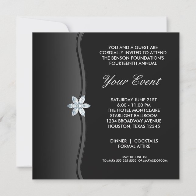 Black White Black Tie Corporate Party Event Invitation (Front)