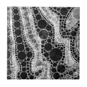 Black&White Bling Pattern Swirls Tile