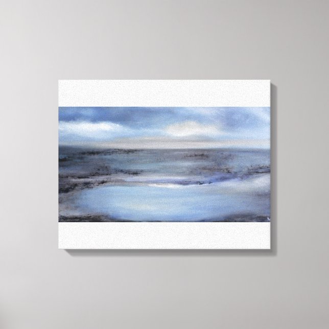 Black White Blue Abstract  Seascape Canvas Print (Front)