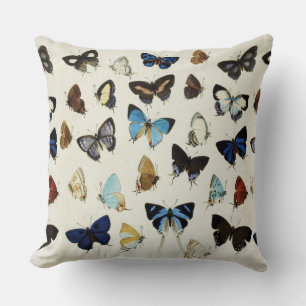 BLACK WHITE BLUE BUTTERFLIES Beauty Nature Lover Cushion