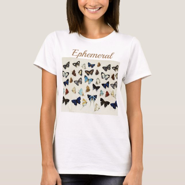 BLACK WHITE BLUE BUTTERFLIES Beauty Nature Lover T-Shirt (Front)