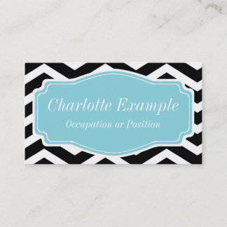 Black White Blue Chevron Custom Business Card