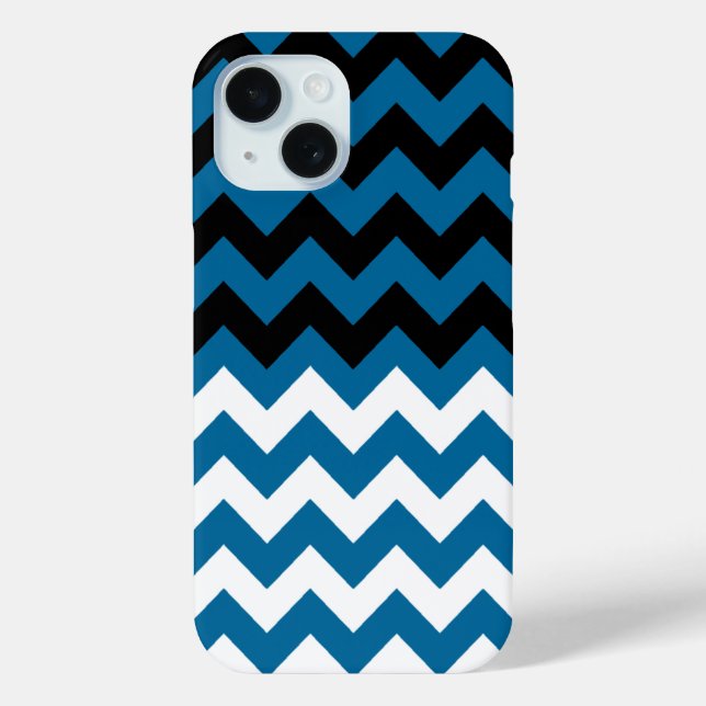 Black, white & blue Chevron pattern Case-Mate iPhone Case (Back)