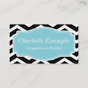 Black White Blue Chevron Personal Business Card