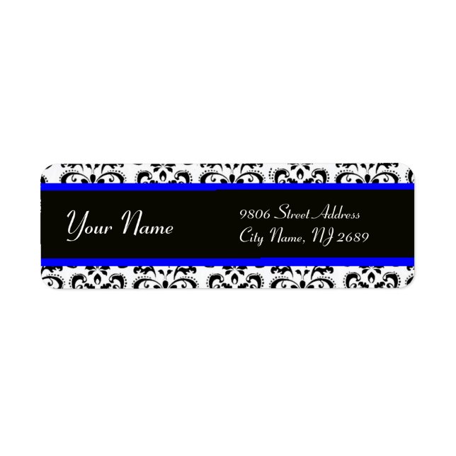 BLACK WHITE BLUE  DAMASK (Front)