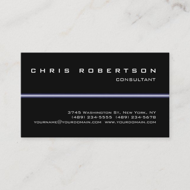 Black White Blue Light Attractive Business Card (Front)