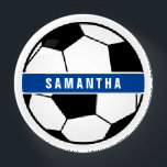 Black White & Blue Soccer Football Sports Monogram Paperweight<br><div class="desc">Black and white soccer ball sports monogram</div>