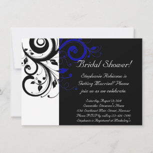 Black, White, Blue Swirl Bridal Shower / General Invitation