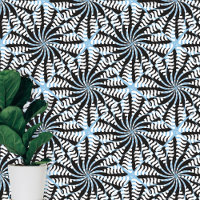 Black White Blue Symmetrical Trendy Striped Shapes