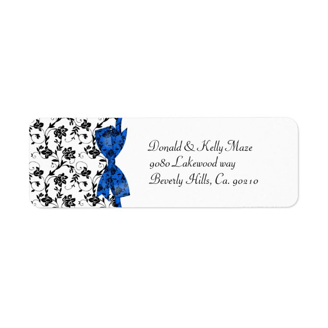 Black White & Blue Wedding Satin Floral (Front)