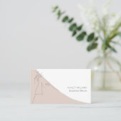 Black White & Blush Abstract Line Art Illustration Business Card (Standing Front)