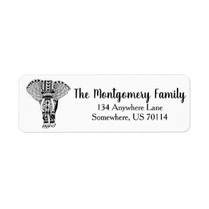 Black & White Bohemian Elephant Family