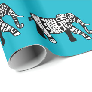 Black & White Bohemian Tribal Elephants Wrapping Paper