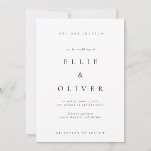 Black & White Boho Elegant Minimalist Wedding Invitation