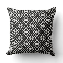 Black & White Boho Modern Throw Pillow