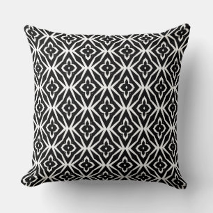 Black & White Boho Modern Throw Pillow