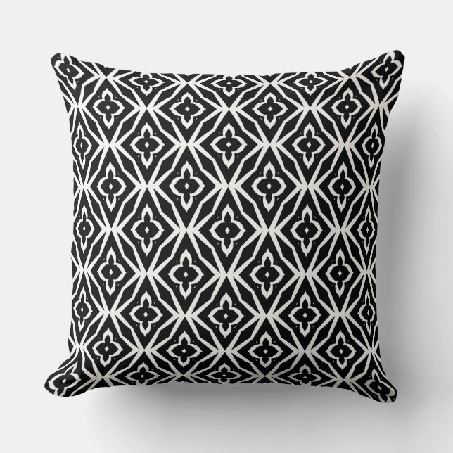 Black & White Boho Modern Throw Pillow (Front)