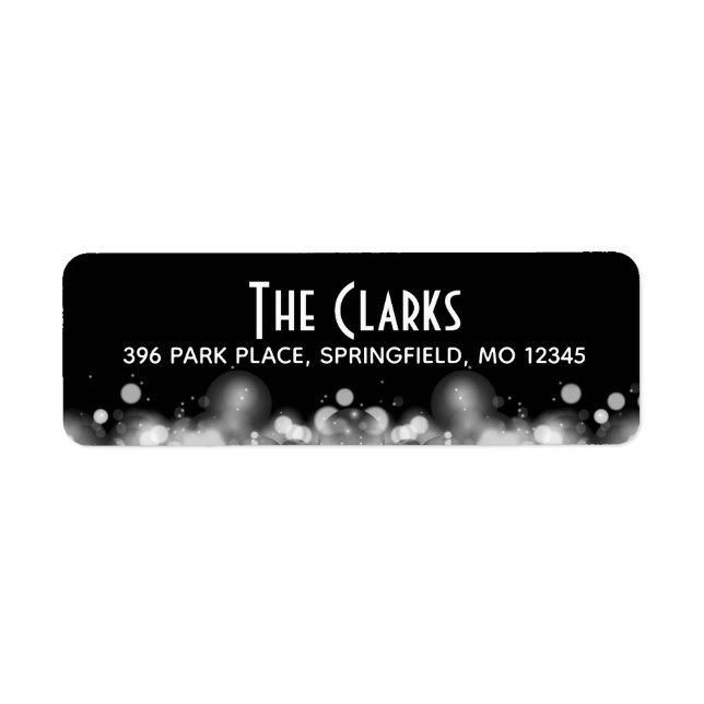 Black & White Bokeh Blurred Lights Address Labels (Front)