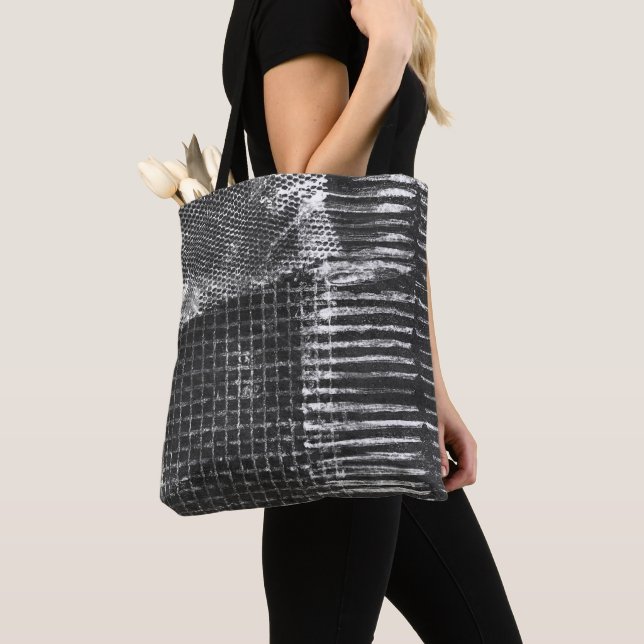 Black White Bold Abstract Modern PatternTote Tote Bag (Close Up)