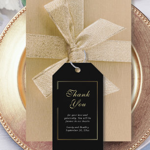 Black White Bold Elegant Script Wedding Thank You  Gift Tags