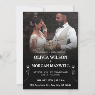 Black & White Bold Gradient Elegant Photo Wedding Invitation