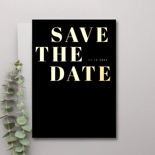 Black White Bold Minimalist Wedding Save the Date (Front)
