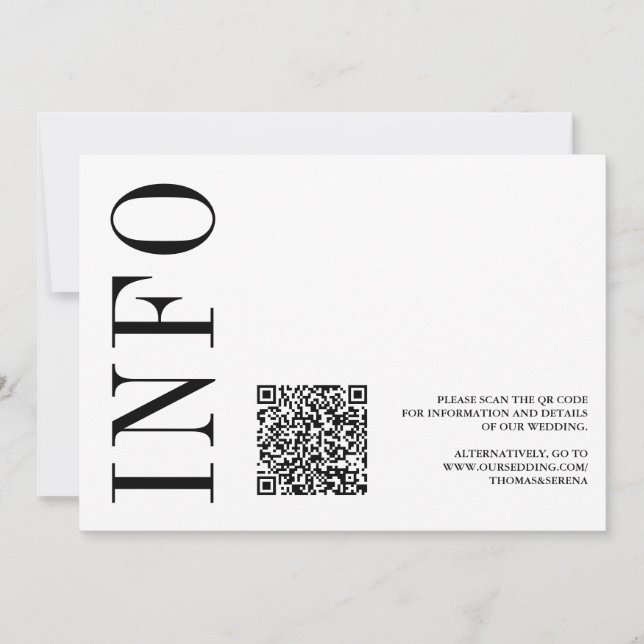 Black & White Bold Monochrome QR Code RSVP  Invitation (Front)