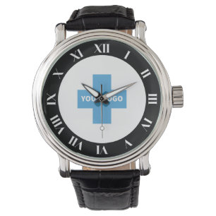 Black White Bold Roman Numerals Your Logo Watch
