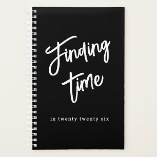 Black & White Bold Script Personalized Name  Planner