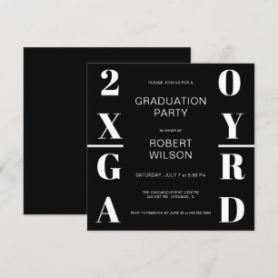Black White Bold Typography Graduation Party Invit Invitation