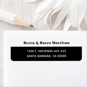 Black White Bold Typography Return Address Label