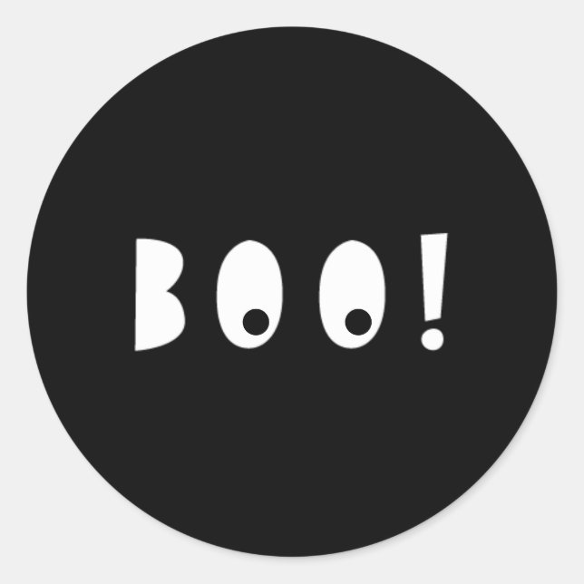 Black & White Boo Spooky Eyes Halloween Classic Round Sticker (Front)