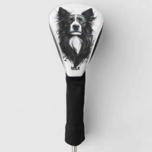 Black & White Border Collie Golf Head Cover