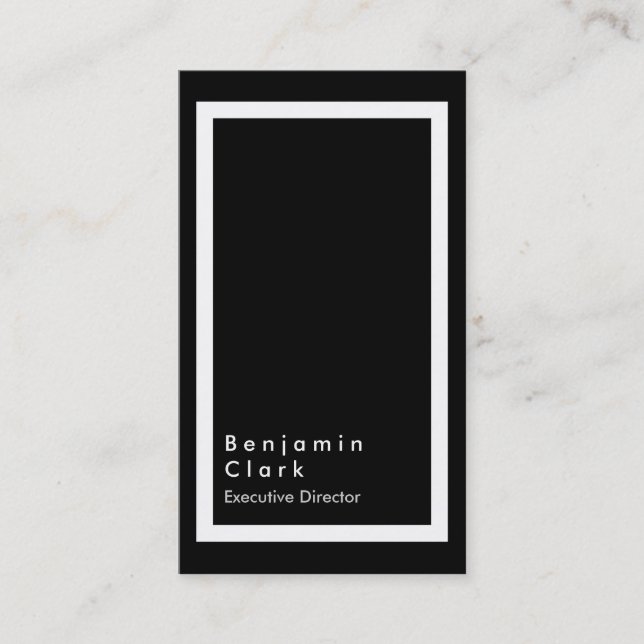 Black White Border Special Trendy Executive Manage Business Card (Front)