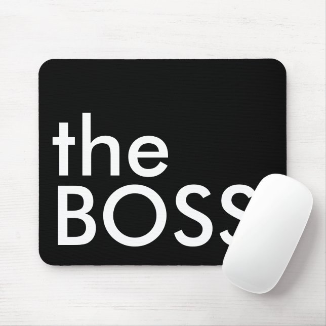 Black White Boss Bold Executive Typography Mouse Mat (With Mouse)