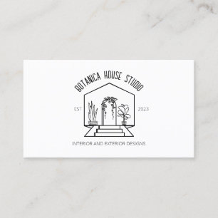 Black White Botanic House Interior Designer Business Card