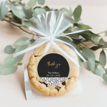 Black & White Botanical Family Name Date Thank You