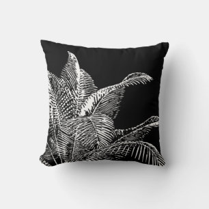 Black & White Botanical Tropical Palm Cushion