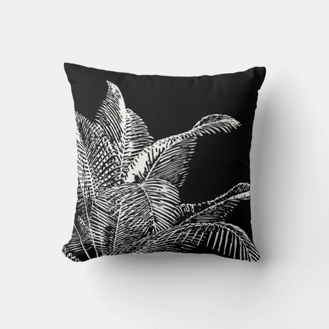 Black & White Botanical | Tropical Palm Cushion (Front)