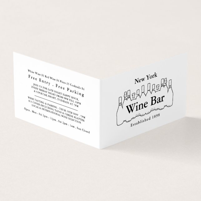 Black & White Bottles, Wine Bar/Winery, Detailed Business Card (Outside)