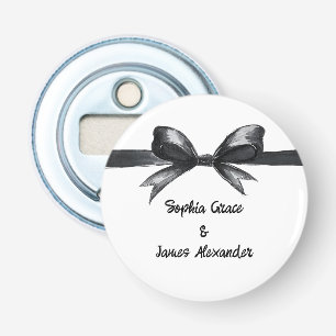Black & White Bow   Elegant Wedding   Monochrome Bottle Opener