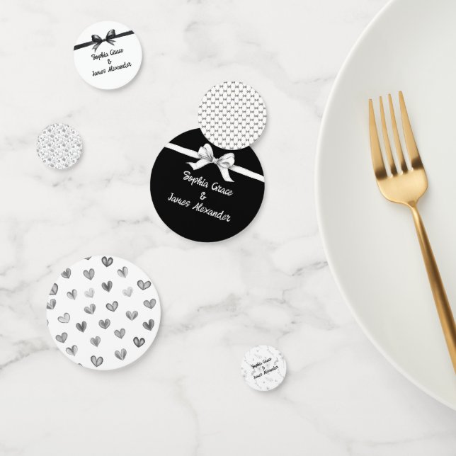 Black & White Bow | Elegant Wedding | Monochrome Confetti (Group)
