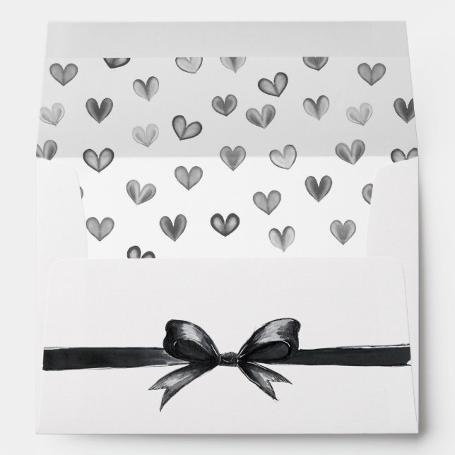 Black & White Bow | Elegant Wedding | Monochrome Envelope (Back (Bottom))