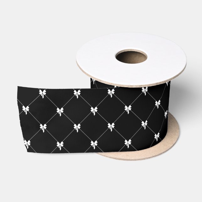 Black & White Bow Gift Wrapping Satin Ribbon (Spool)
