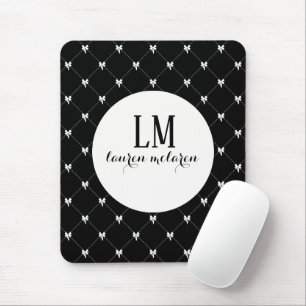 Black & White Bow Monogram Mouse Mat