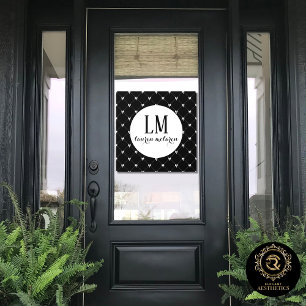 Black & White Bow Monogram Window Cling