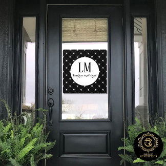 Black & White Bow Monogram Window Cling