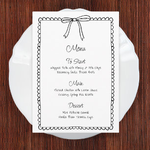 Black & White Bow Scallop Wedding Bridal Menu