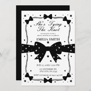 black white Bow She's Tying the Knot Bridal Shower Invitation