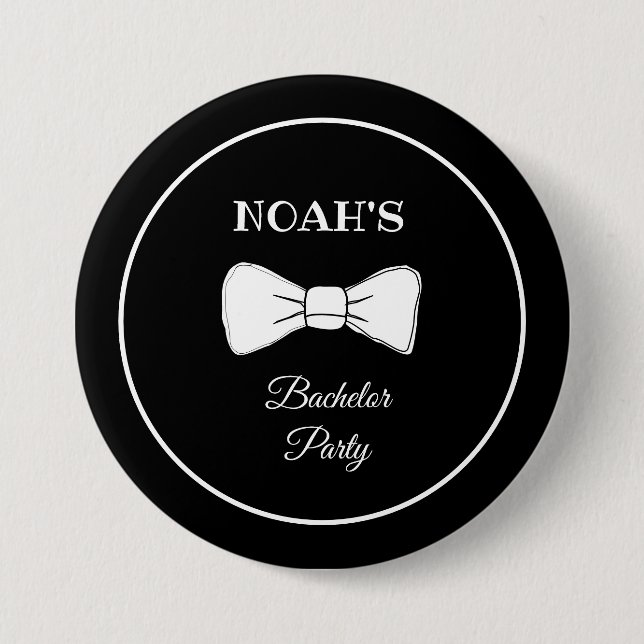 Black & White Bow Tie Modern Chic Bachelor Party 7.5 Cm Round Badge (Front)